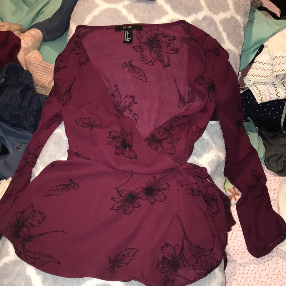 cute marron black floral top